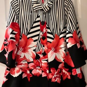 IC by Connie K black and white striped floral jacket Size XL. NWT.